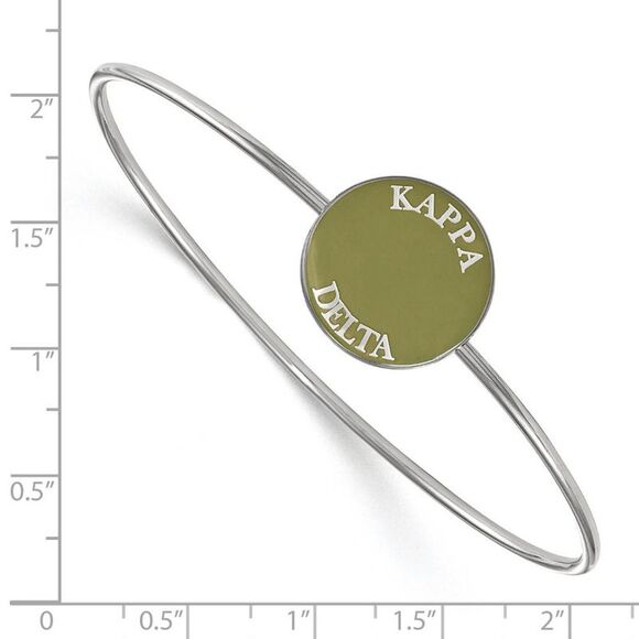 Sterling Silver Kappa Delta Green Enamel Bangle - 7 in. - Picture 2 of 4